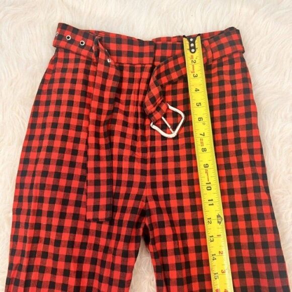 THE RAGGED PRIEST Milk It Crimson Flared Red Gingham Trouser Pants Checker Print - Picture 6 of 12